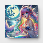 Anime Girl Singing Moonlight Pixie Rainbow Mermaid Fotoplatte (Vorderseite)