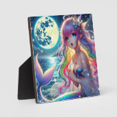 Anime Girl Singing Moonlight Pixie Rainbow Mermaid Fotoplatte (Vorderseite)