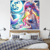 Anime Girl Singing Moonlight Pixie Rainbow Mermaid Leinwanddruck (Insitu (Schlafzimmer))