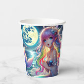 Anime Girl Singing Moonlight Pixie Rainbow Mermaid Pappbecher (Rückseite)
