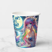 Anime Girl Singing Moonlight Pixie Rainbow Mermaid Pappbecher (Vorderseite)