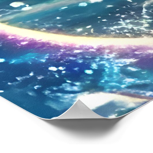 Anime Girl Singing Moonlight Pixie Rainbow Mermaid Poster (Ecke)