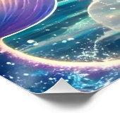 Anime Girl Singing Moonlight Pixie Rainbow Mermaid Poster (Ecke)