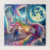 Anime Girl Singing Moonlight Pixie Rainbow Mermaid Puzzle (Horizontal)