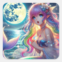 Anime Girl Singing Moonlight Pixie Rainbow Mermaid