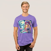 Anime Girl Singing Moonlight Pixie Rainbow Mermaid Tri-Blend Shirt (Vorderseite voll)