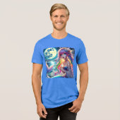 Anime Girl Singing Moonlight Pixie Rainbow Mermaid Tri-Blend Shirt (Vorderseite voll)