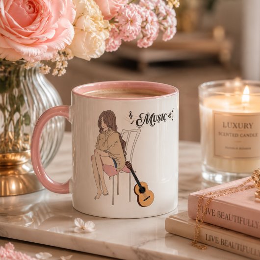 Anime Girl Sitting mit gwt & Musiknoten - Aesthe Tasse