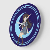 Anime Girl Sitting On A Crescent Moon Große Wanduhr (Winkel)