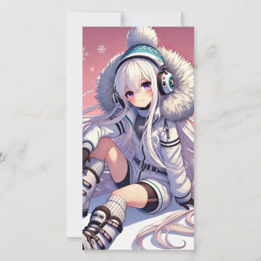 Anime girl Ski Card (Vorderseite)