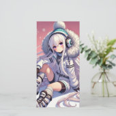 Anime girl Ski Card (Stehend Vorderseite)