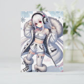 Anime Girl Ski Flat Card (Stehend Vorderseite)