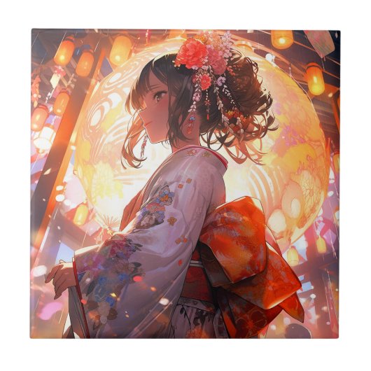 Anime Girl Stars Fliese (Vorderseite)