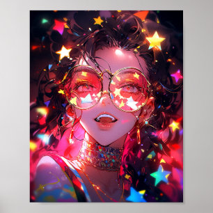 Anime Girl Stars Poster