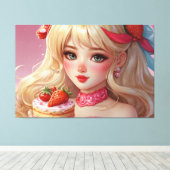 Anime Girl Stretched Canvas Print Leinwanddruck (Insitu (Holzboden))