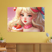 Anime Girl Stretched Canvas Print Leinwanddruck (Insitu (Wohnzimmer))