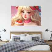 Anime Girl Stretched Canvas Print Leinwanddruck (Insitu (Schlafzimmer))