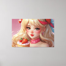 Anime Girl Stretched Canvas Print