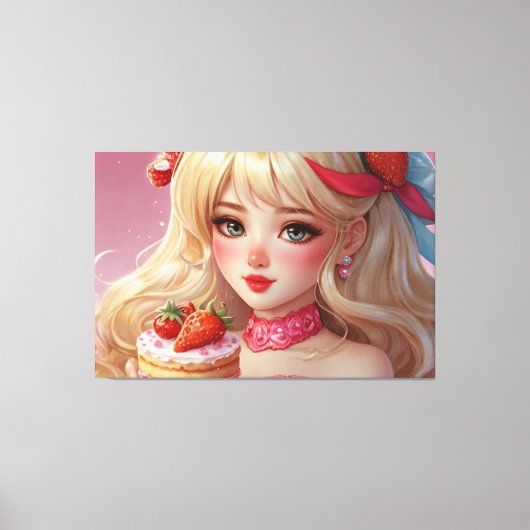Anime Girl Stretched Canvas Print Leinwanddruck (Vorderseite)