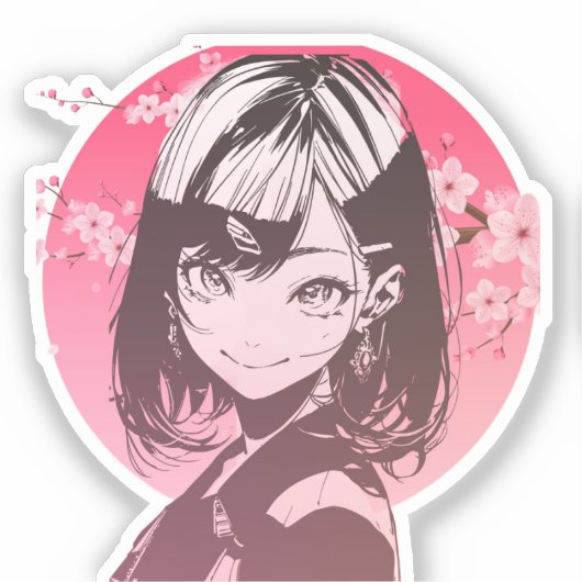 Anime Girl stylish sticker (Vorderseite)