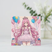 Anime Girl Sweet 16 Geburtstag Einladung (Stehend Vorderseite)