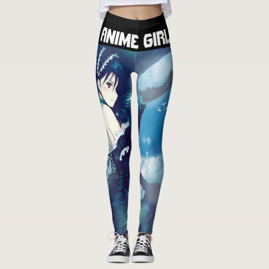 Anime Girl & Sword Design Leggings (Vorderseite)