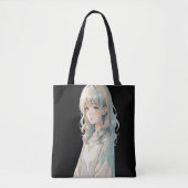 Anime Girl Tote Bag – Blue Hair Style Tasche (Vorderseite)