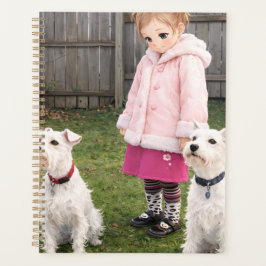 Anime Girl & Two Dogs Weekly Planner Planer
