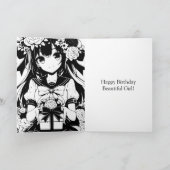Anime Girl und Butterfly Geburtstagskarte Karte (Innenseite)