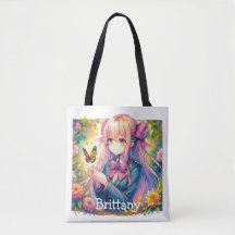 Anime Girl und Butterfly Wasserfarbe Personalisier