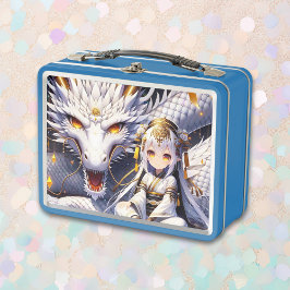 Anime Girl und Dragon Personalisiert Metall Brotdose