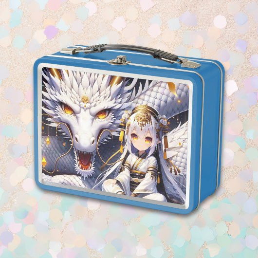 Anime Girl und Dragon Personalisiert Metall Brotdose