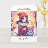 Anime Girl und Hunde mit Weihnachtsgeschmack Karte (Gelbe Blume)