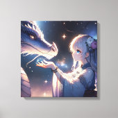 Anime Girl und ihr Drache Mystical Leinwanddruck (Vorderseite)
