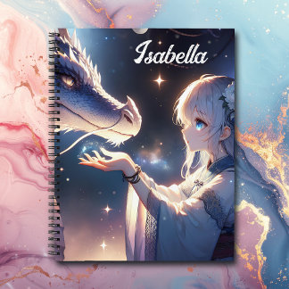 Anime Girl und ihr Drache Mystical Personalisiert Notizblock