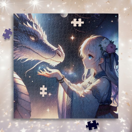 Anime Girl und ihr Drache Mystical Puzzle