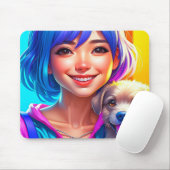 Anime Girl und Puppy Dog Mousepad (Mit Mouse)