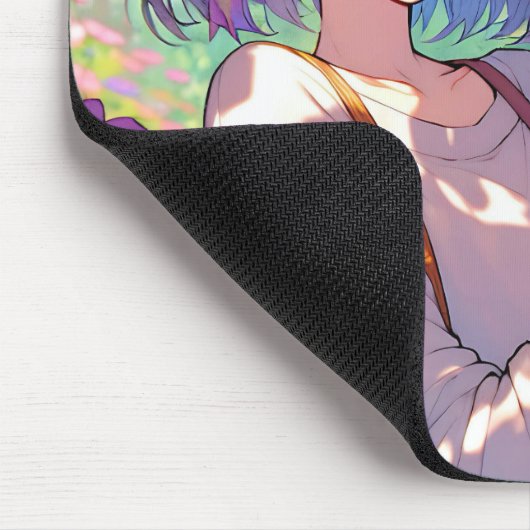 Anime Girl und Siamese Cat Mousepad (Ecke)