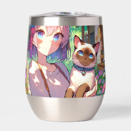 Anime Girl und Siamese Cat Personalisiert