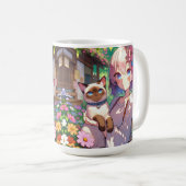 Anime Girl und Siamese Cat Personalisiert Kaffeetasse (VorderseiteRechts)