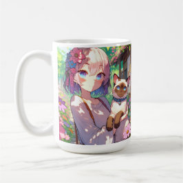 Anime Girl und Siamese Cat Personalisiert Kaffeetasse