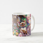 Anime Girl und Siamese Cat Personalisiert Kaffeetasse (VorderseiteRechts)