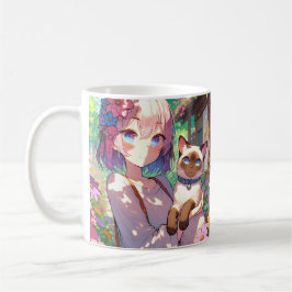 Anime Girl und Siamese Cat Personalisiert Kaffeetasse