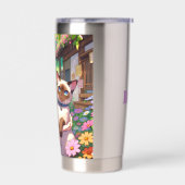 Anime Girl und Siamese Cat Personalisiert Thermobecher (Links)