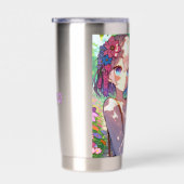 Anime Girl und Siamese Cat Personalisiert Thermobecher (Rechts)