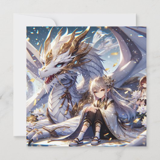 Anime Girl und White and Gold Dragon (Vorderseite)