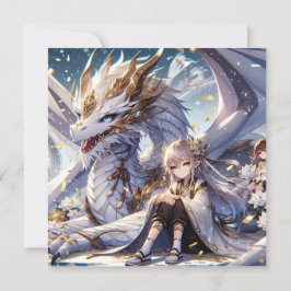 Anime Girl und White and Gold Dragon