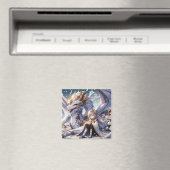 Anime Girl und White and Gold Dragon Magnet (In Situ (Geschirrspüler))