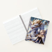 Anime Girl und White and Gold Dragon Mit Monogramm Notizblock (Innenseite)