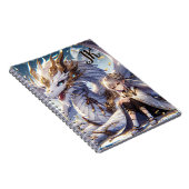 Anime Girl und White and Gold Dragon Mit Monogramm Notizblock (Rechte Seite)